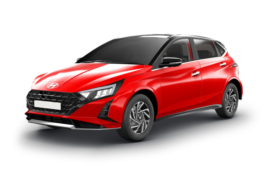 Hyundai i20 Fiery Red With Abyss Black colour