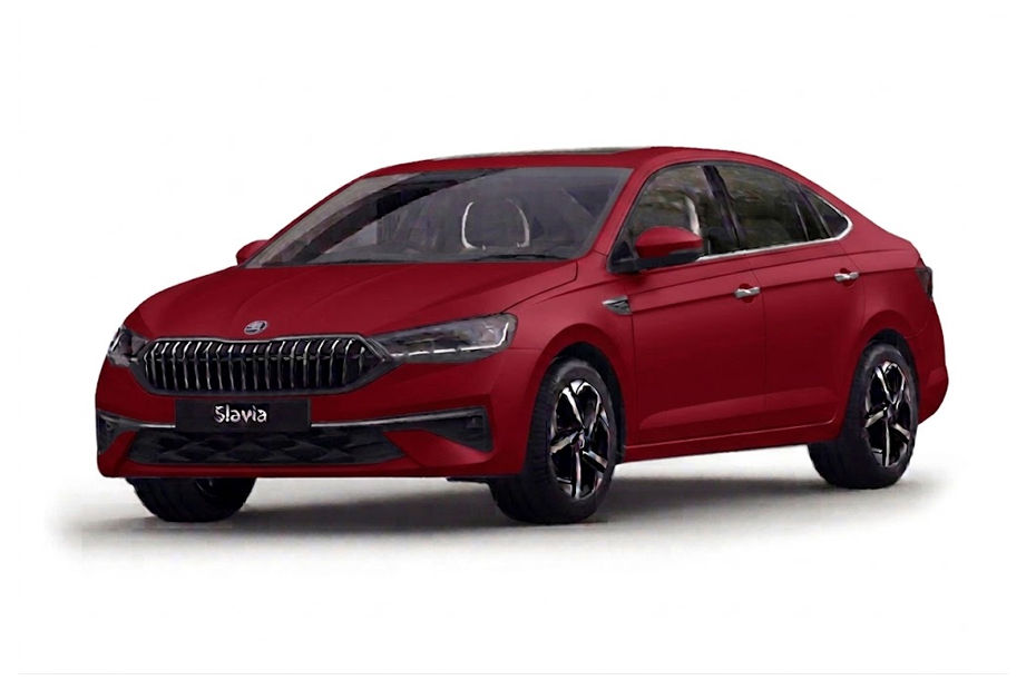 Skoda Slavia Facelift Cherry Red colour
